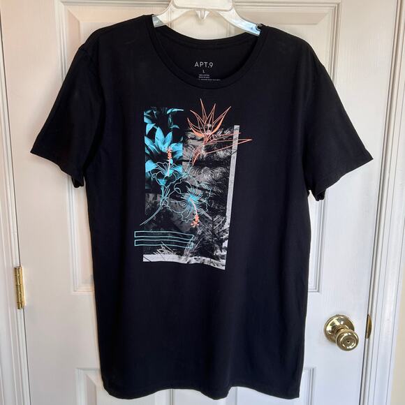 Kohl's APT. 9 Tropical Island Short Sleeve Black T-Shirt in Men's Large - Picture 6 of 9